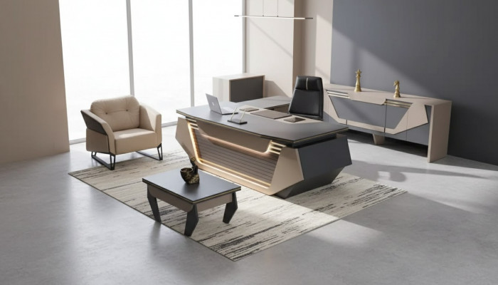 Modern Büroamëbel Designer Miwwelen Schreifdësch Akteschaf