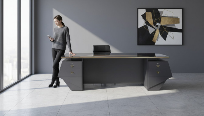 Luxus Chefschreibtisch Dësch XXL 260x100 Designer Ariichtung Modern Dëscher