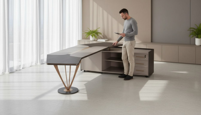 Wénkelschreibtisch Bürosmiwwel Büro Luxus Miwwel Modern Dësch Neiw