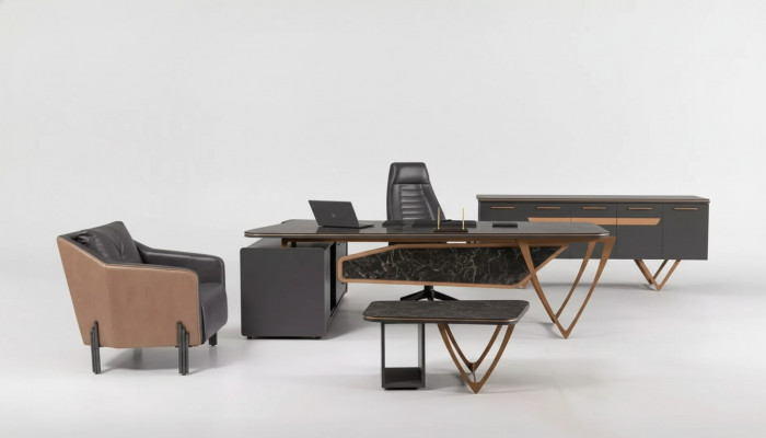 Designer Schreifdësch Büro Ariichtung Luxus Klass Eckschreifdësch 3tlg.