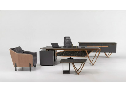 Designer Schreifdësch Büro Ariichtung Luxus Klass Eckschreifdësch 3tlg.