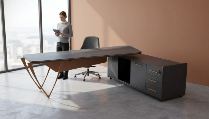 Büro Miwwelen Eckschreifdësch mat Schiefen Modernt Aarbechtszëmmer Dësch