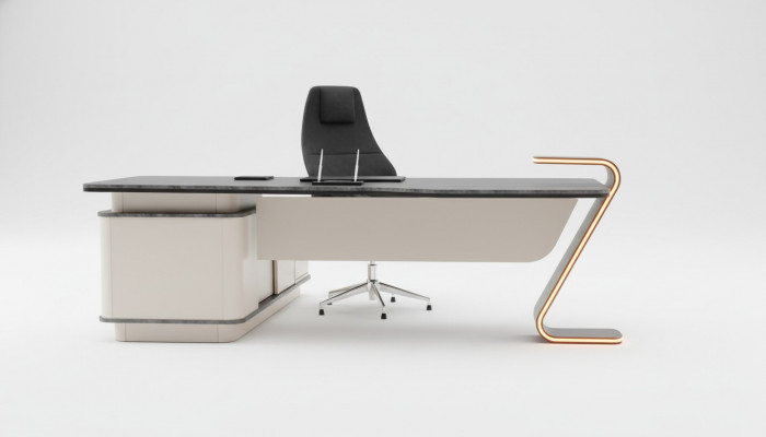 Schreifdësch LED beliicht Design Dësch Büro Ariichtung Dëscher 250cm