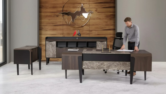 Büro Miwwelen Schreifdësch Dësch Marmer Immitatioun Dëscher Büro Ariichtung