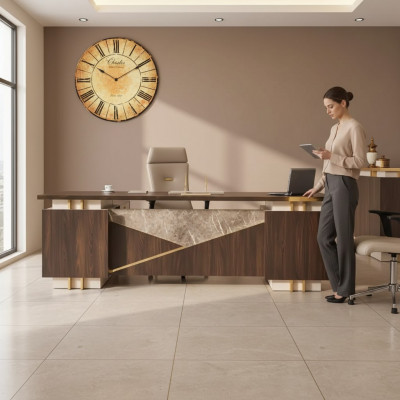 Eckschreifdësch Luxus Edelstolmiwwel Aarbechtszëmmer Büro Schreifdësch Nei