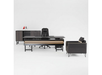 Eckschreifdësch aus Holz Modern Aarbechtszëmmer Designer Büro Office Miwwelen Nei