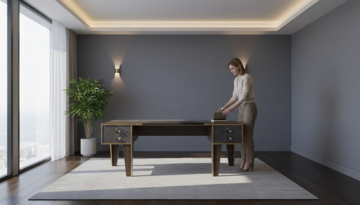 Schreifdësch mat Schief Büro Miwwelen Dësch Luxus Büro 220x95