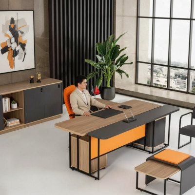 Eckschreibtisch Aarbechtsraum Büro Office Modern Designer Nei Miwwelen