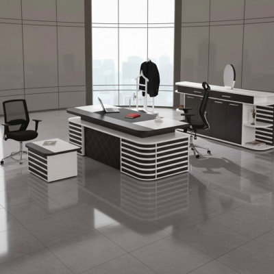 Wäiss Büro-Miwwelen Aarbechtszëmmer-Miwwelen Komplett Set Büro Modern Miwwelen