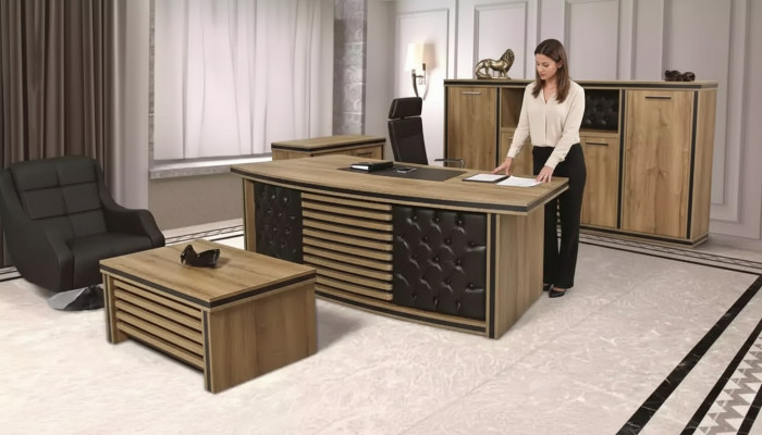 Komplett Büro-Set Schreifdësch Bëroschaf Canapé-Dësch Designer Miwwelen