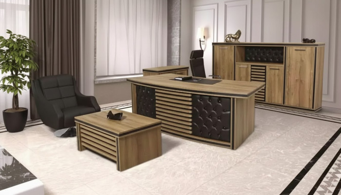 Komplett Büro-Set Schreifdësch Bëroschaf Canapé-Dësch Designer Miwwelen