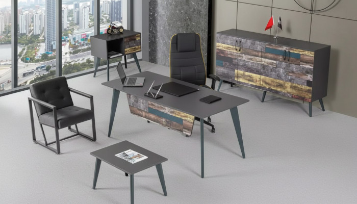 Aarbechtszëmmer Set Komplette Büro-Miwwelen Schreifdësch Büro-Schränk Luxus