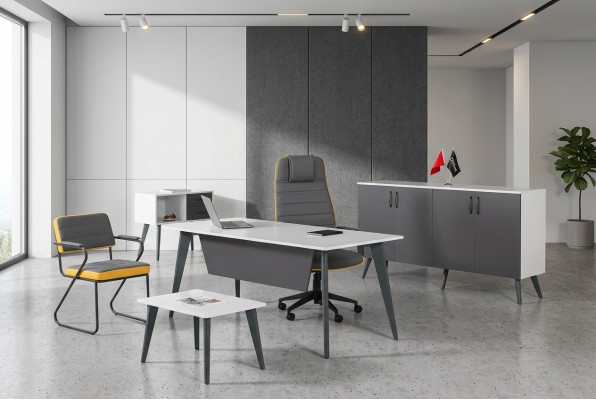 Schaffzëmmer Büroset 4 Stéck Büro Office Schreifdësch Designer Miwwel Nei