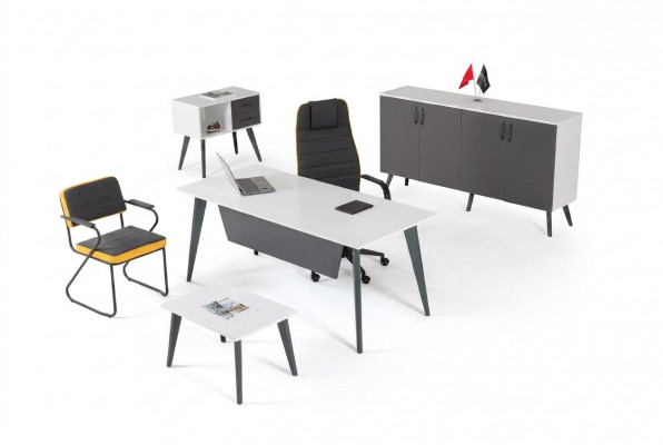Schaffzëmmer Büroset 4 Stéck Büro Office Schreifdësch Designer Miwwel Nei
