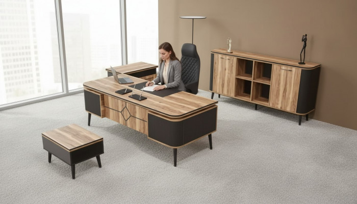 Holz Schreifdësch Aarbechtszëmmer Büro Miwwelen Designer Miwwelen 220x90 Dësch