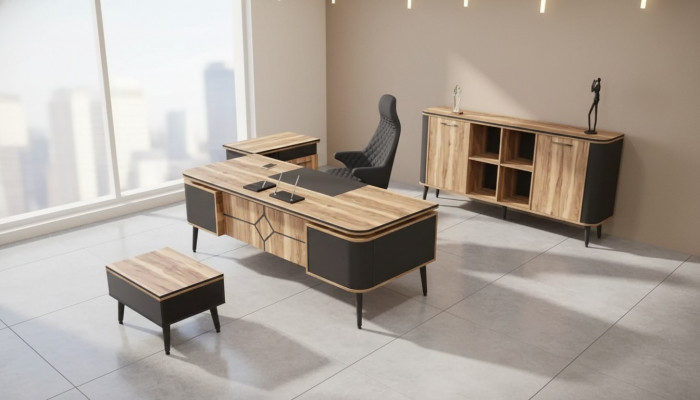 Holz Schreifdësch Aarbechtszëmmer Büro Miwwelen Designer Miwwelen 220x90 Dësch