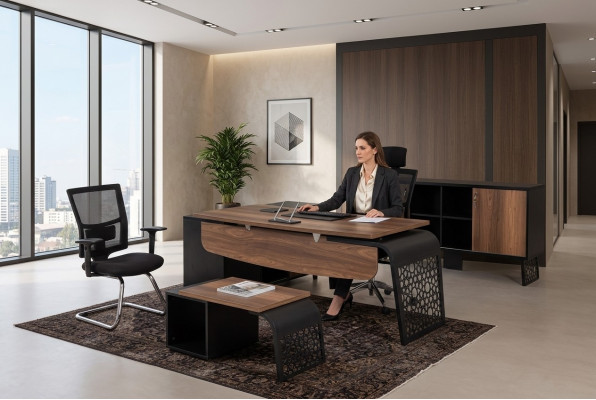 Modern Bürosmöbel-Set Aarbechtsplazgestaltung Eckbüroschaf Kommod