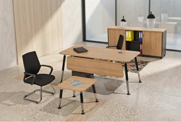 Office Garnitur Luxus Bürosmiwwelen Schreifdësch Büroschaf Komplett Set 3tlg