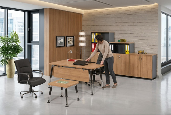Designer Büro Miwwelen Aarbechtszëmmer Set Schreifdësch Kaffisdësch Schaf 3-deeler Set