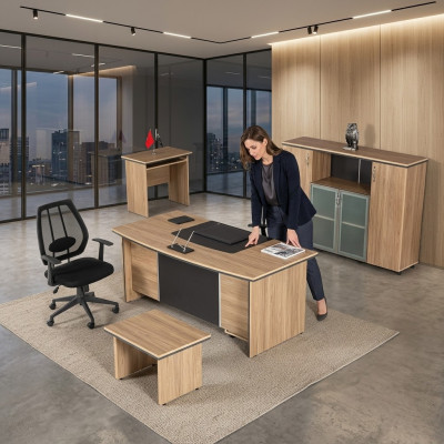 Luxus Büroausstattung Schreifdësch Regaler Säitentafel Aktebascht 4-teileregistréierschaf