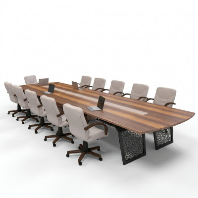 Groussen Holzkonferenztisch Büroausstattung Bespriechungstisch Dëscher Reunioun