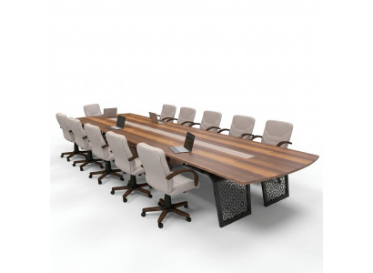 Groussen Holzkonferenztisch Büroausstattung Bespriechungstisch Dëscher Reunioun
