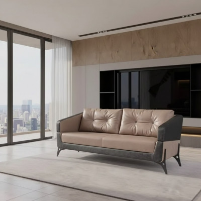 Dräisëtzer Sofa Luxus Miwwelen Aarbechtszëmmer Polster Stoff Büro Miwwelen