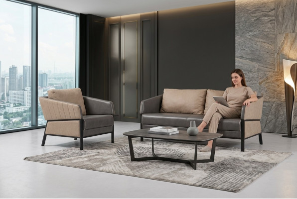 Gro Sofa 2 Sëtzer Modern Couch Büro Miwwelen Polstersofa Designer