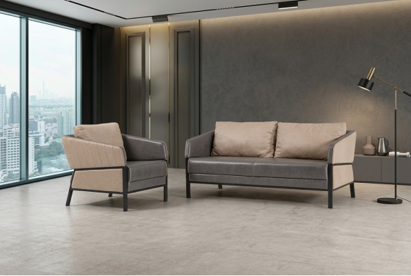 Gro Sofa 2 Sëtzer Modern Couch Büro Miwwelen Polstersofa Designer