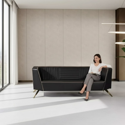 Designer schwaarzt Polstersofa Stoffmiwwel Aarbechtszëimmermiwwel Büro Canapé