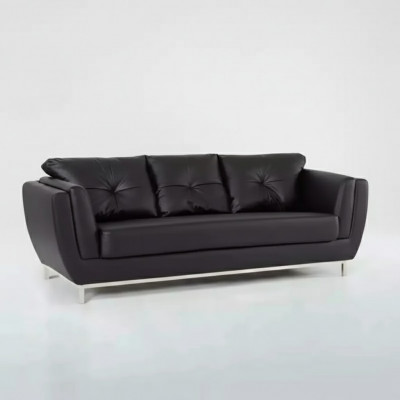 Schwaarzen dräi-Sëtz-Couch Luxus Miwwelen Modern Sofa Polster Ledercouch