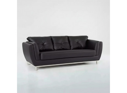 Schwaarzen dräi-Sëtz-Couch Luxus Miwwelen Modern Sofa Polster Ledercouch