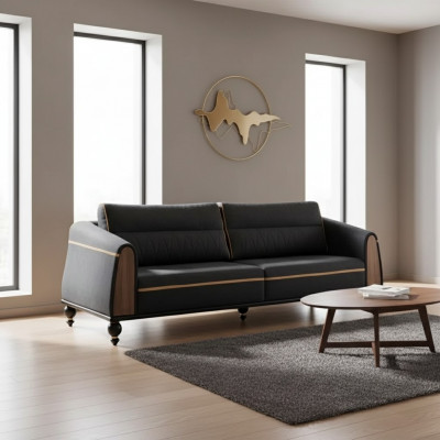 Schwaarzt Designer Sofa Aarbechtszëmmer Miwwelen Stil Modern Couch Dräisëtzer