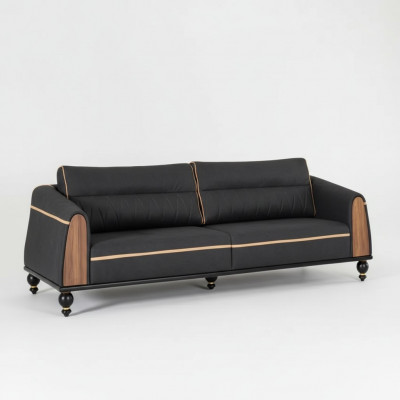Schwaarzt Designer Sofa Aarbechtszëmmer Miwwelen Stil Modern Couch Dräisëtzer