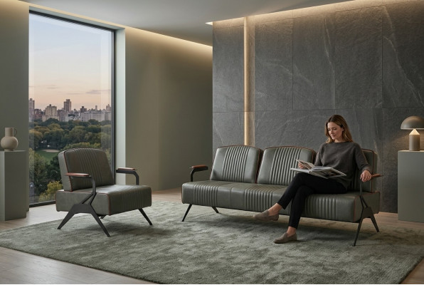 Sofa Set 2 Luxus Miwwelen Sofagarnitur Dräisëtzer Aarbechtszëmmer Ariichtung