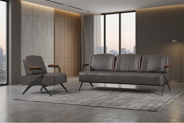 Sofa Set 2 Luxus Miwwelen Sofagarnitur Dräisëtzer Aarbechtszëmmer Ariichtung