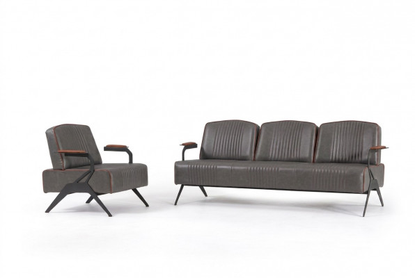 Sofa Set 2 Luxus Miwwelen Sofagarnitur Dräisëtzer Aarbechtszëmmer Ariichtung