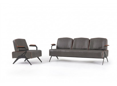 Sofa Set 2 Luxus Miwwelen Sofagarnitur Dräisëtzer Aarbechtszëmmer Ariichtung