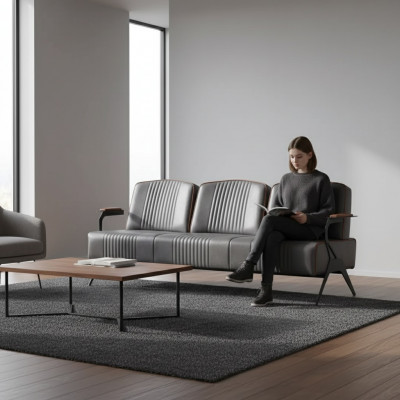 Sofa Couch Drësëtzer Aarbechtszëmmer Büro Ariichtung Polstersofa 3 Sëtzer