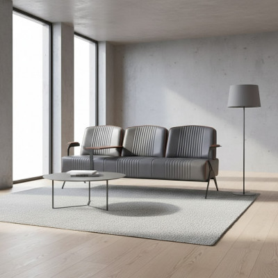 Sofa Couch Drësëtzer Aarbechtszëmmer Büro Ariichtung Polstersofa 3 Sëtzer