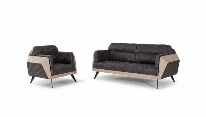 Modern Sofagarnitur Dräisëtzer Couch Fautteuil Polstermöbel Nei Set Design 3+1