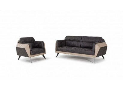 Modern Sofagarnitur Dräisëtzer Couch Fautteuil Polstermöbel Nei Set Design 3+1