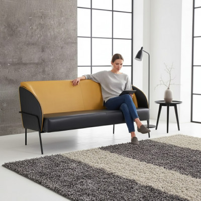 Modern Konschtlieder Sofa 3 Sëtzer Aarbechtszëmmer Stoff Polster Miwwel Design