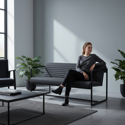 Modern Sofa Canapé 2 Sëtzer Schaffzëmmer Luxus Stil Polstersofa Neit
