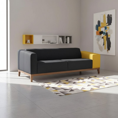 Dräi-Sëtz Sofa Couch Aarbechtszëmmer Luxus Miwwelen Textil Polstersofa