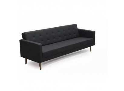Schwaarz Sofa 3 Sëtzer Aarbechtszëmmer Textil Miwwelen Couch Polster Stoff
