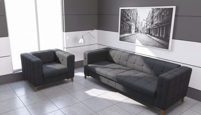 Polstersëtzgrupp Sofas Luxus Couchgarnitur Dräi-Sëtzer Fauteuil Textil