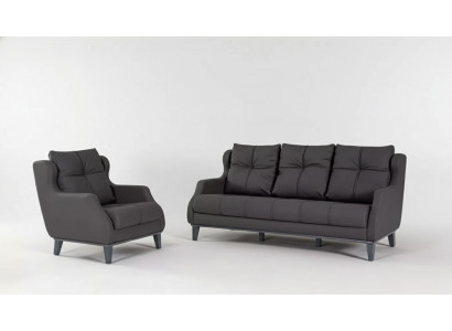Schwaarz Sofagarnitur Sessel Zweesëtzer Luxus Moderne Set Polstersëtz 2+1