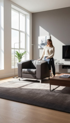 Gro Stull Büro Miwwelen Sëtz Polstersëtz Textil Schaffzëmmer Lehnstull