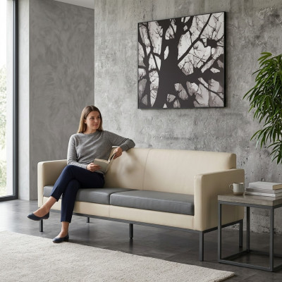 Büroausstattung Sofa Canapé 3 Sëtzer Aarbechtszëmmer Polstersofa Textil Miwwelen